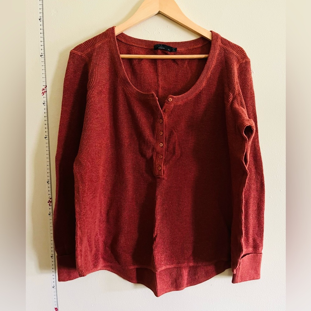 Prana Brick Red Knit Henley